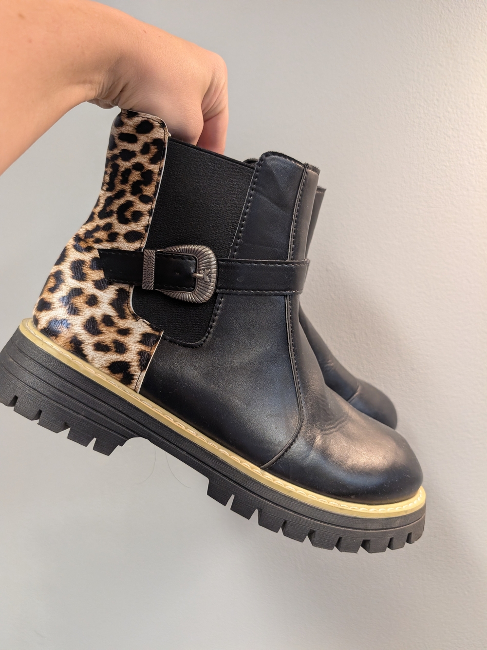 Leopard-Accent Black Chelsea Booties - Women